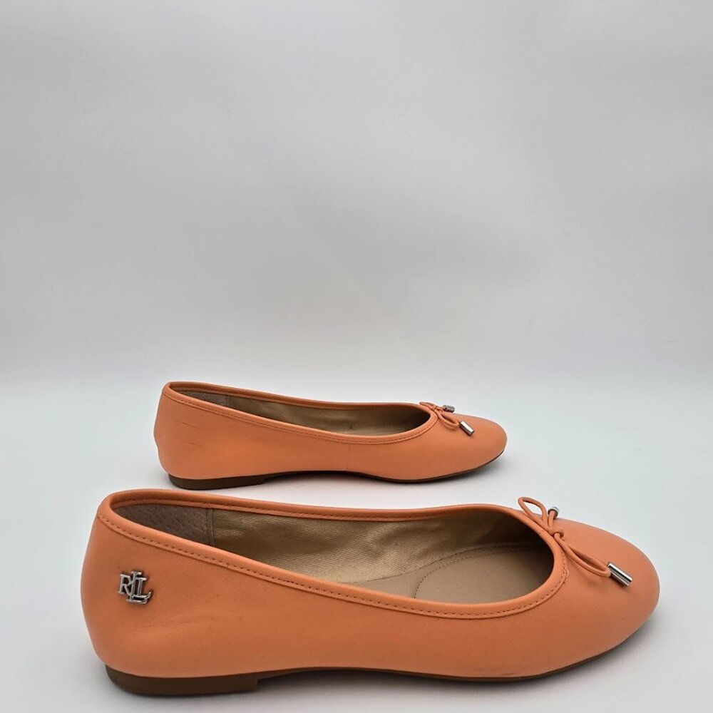Ralph Lauren Jayne Nappa Leather Flats in Pastel Orange - Picture 4 of 7
